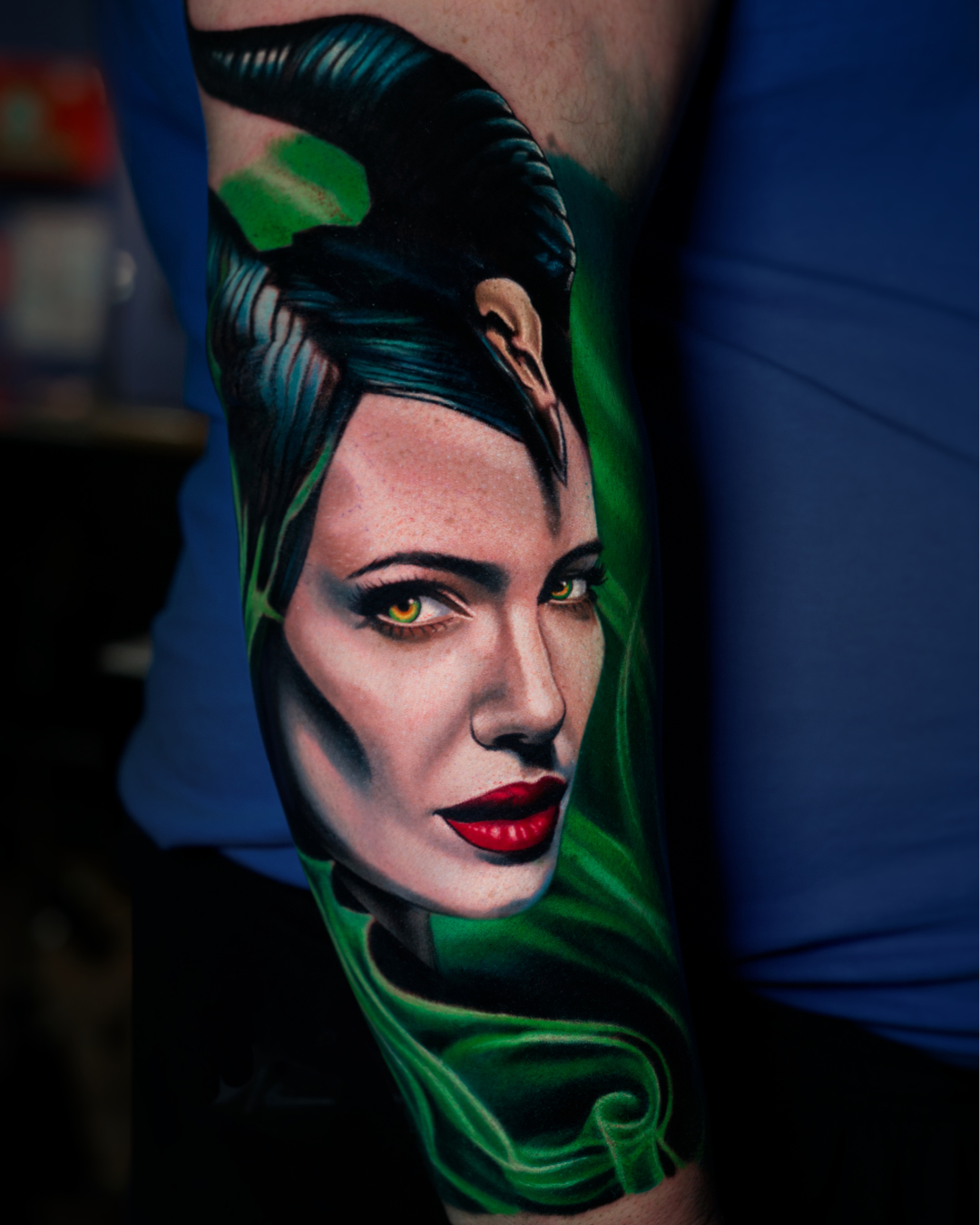 Amber Silvana kleur tattoo color tattoo maleficent tattoo